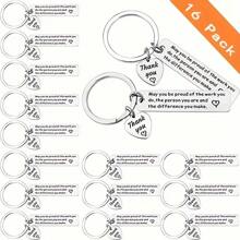 16 Chaveiros de Agradecimento para te deixar orgulhoso do seu trabalho. Adequado para dar presentes de agradecimento a funcionários, colegas, professores, mentores, médicos, enfermeiros, treinadores, presentes de aniversário, presentes escolares e de formatura, presentes surpresa de recompensa da equipe, presentes de amizade, acessórios de carro, encantos de bolsa, mochilas escolares, acessórios fofos góticos Y2k, Halloween, Dia dos Professores, Natal