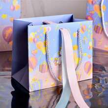 1pc Unicorn Paper Gift Bag, Tote Bag, Party Favor Bag, Shopping Bag, Valentine's Day Gift Wrap Bag, Comes With 2-Color Ribbons, For Snacks & Accessories