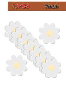 10 Pcs Daisy Paper Plates Flower Disposable Gold Foil Dessert Plates Sunflower Boho Groovy Party Plates For Summer Birthday Shower Wedding Tableware Supplies ,7 Inch/9 Inch Plate,Daisy Shape Plates White Daisy Flower Paper Food Plate Summer Spring Daisy Flower Party Decoration, Birthday, Wedding, Graduation, Cake Party, Fruit Party, Summer Party, Father's Day, Halloween, Thanksgiving, Christmas
