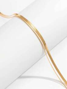 1pc Simple Fashion Double-Layer Metal Snake Chain And Blade Chain Body Chain, Suitable For Beach & Holiday Women - As Shown - View 2