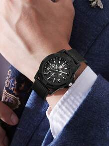 2 Pieces Men's Fashionable Simple Classic Digital Scale Canvas Strap Men's Quartz Watch Combination Set Suitable For Daily Wear Decoration Or Holiday Gifts