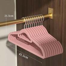 5/10pcs Flocked Non-Slip Clothes Hangers, Professional Organizer Use, Home Garment Rack, Extra Thin Kids Hangers, Wardrobe Storage - Multicolor - View 18