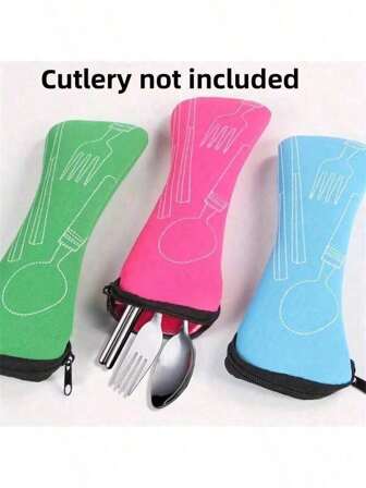 Cutlery Bag, Zipper Bag For Stainless Steel Cutlery, Chopsticks, Portable Travel Bag Multicolor, Reusable Cutlery Pocket, Perfect For Outdoor Travel, Camping, Office, Insulated Lunch Bag, Lunch Tote Bag For Women And Girls, School Supplies (Bag Only, Knife And Fork Not Included)