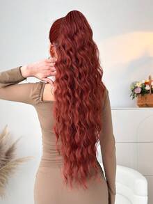 爪形马尾辫延长件 橙色 26 英寸长 天然水波耐热纤维合成马尾辫假发 适合女孩女士日常使用 - 臟橘色 - 查看 5