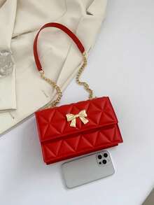 女士奢华腋下链条单肩包，时尚百搭斜挎包，可装手机和钱包，新品上市 - 紅色 - 查看 6