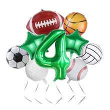 1 Set de globos de papel de aluminio con temática deportiva: fútbol, baloncesto, fútbol americano, golf, béisbol, voleibol. Decoración para fiesta de cumpleaños con temática deportiva