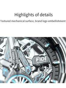 1PC FIDI Men's Automatic Mechanical Watch 30m Water Resistant Luminous Dial Mineral Wear-Resistant Glass Silicone Band Sports Casual Watch