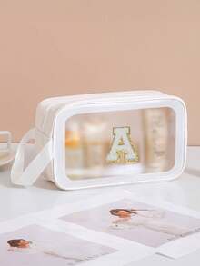 1pc Travel Makeup Storage Bag, Waterproof Cosmetic Bag, Large Capacity Toiletry Bag For Skincare Products - White - View 30