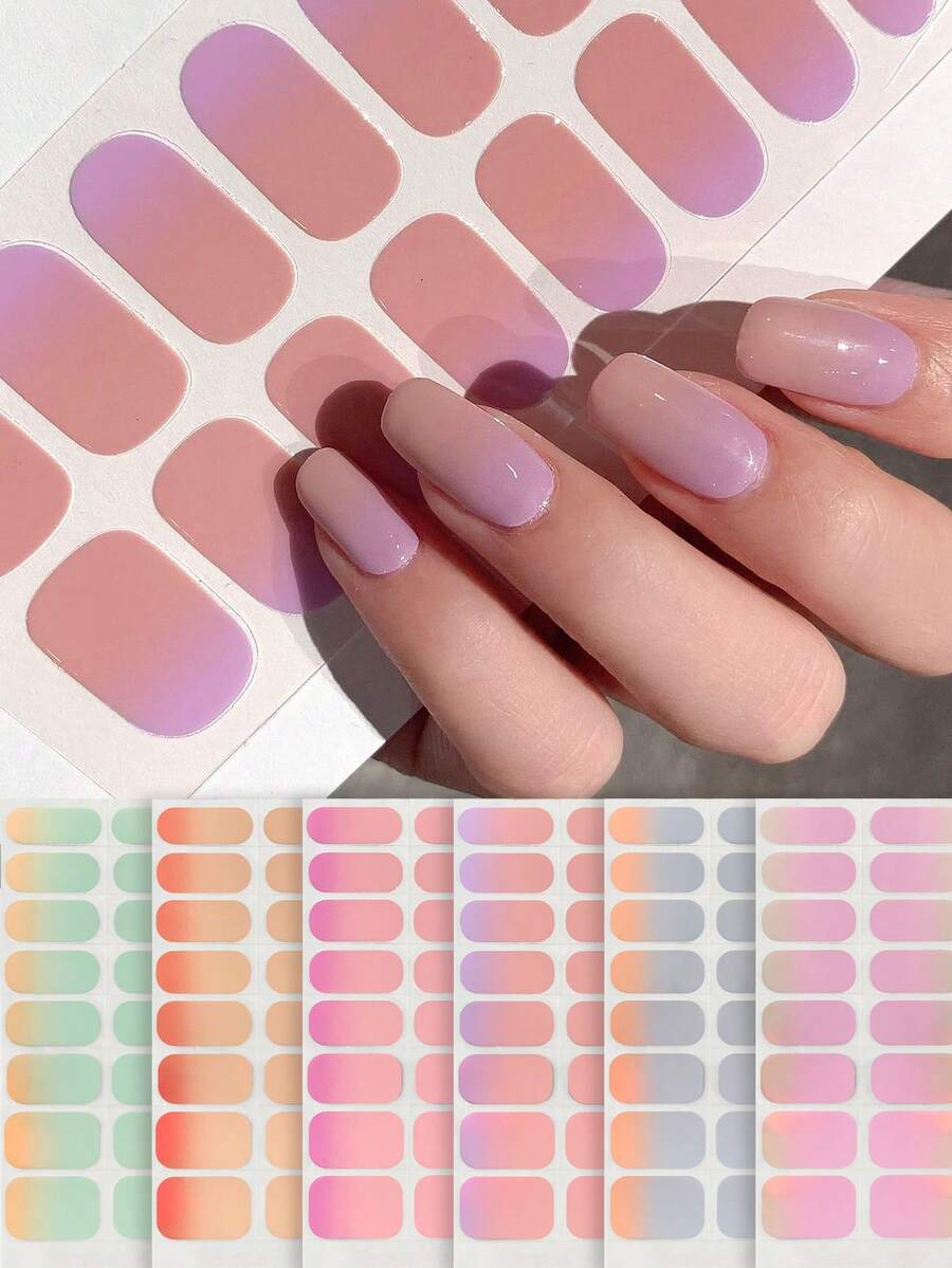 6pcs Ombre Minimalist Chic Nail Sticker Decals - Multicolor - View 1