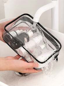 1pc Fashion Minimalist Toiletry Bag Set, EVA Wash Bags & Cosmetic Pouch With Zipper - Transparent & Durable Unisex Organizer For Travel, Back To School, Beach Vacation, Carry-On Airplane Essentials, 1-Quart Size Waterproof C,For Holiday Beach, Bathroom Collection, Bedroom Collection, Large Capacity