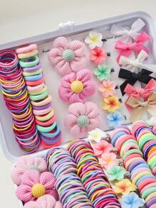 220 pièces Pinces à cheveux en forme de fleurs pour filles, jolis attaches-cheveux de princesse, élastiques, bandeaux de cheveux durables et non dommageables, chouchous, épingles à cheveux à la mode, accessoires capillaires polyvalents, convenant pour un usage quotidien, cadeau