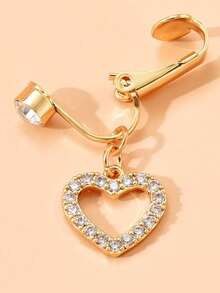 CIZME 1 件装非穿孔肚脐环，带圆形方晶锆石，假性感肚脐环，女士不锈钢心形蝴蝶形肚脐环