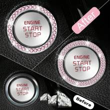 2 Stücke Strass Auto Start-Stopp Dekorationsring, glitzerndes Auto Innenausstattung Zubehör für Frauen, Start-Taste Abdeckung/Aufkleber, Schlüssel-Zündung & Knauf Glitzerring, farbig