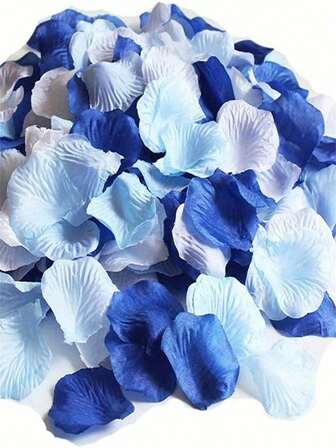 300/600/900 pétalos de rosas artificiales azules y blancos mezclados, para bodas, despedidas de soltera y fiestas, alfombras de pasillo y confeti, propuestas y noches románticas, decoraciones para el Día de la Madre