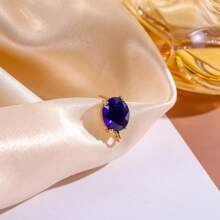 4pcs Copper Crystal Glass Oval-Shaped Earring Pendants With Holes, DIY Handmade Earring Jewelry Accessories