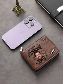 Personalized Leather Wallet For Dad, Father's Day Gift, Wallet With Dad's Photo, Father's Birthday Present, Unique Gift From Kids, Distinctive Gift For Dad For Men Wallet Mini Wallet Purse Wallet Men Wallet Leather Small Wallet - Multicolor - View 5