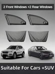 Parasol universal para autos y SUV, protección UV y anti-mosquitos de gasa elástica para ventanas, parasol para ventanas laterales delanteras y traseras, nuevo accesorio protector de malla