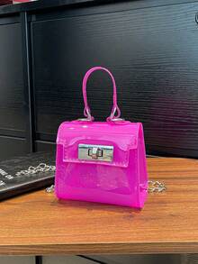 1pc Mini Transparent Pvc Pain Bag Handbag, Ins Jelly Casual Change Lipstick Bag, Girls Summer Transparent Outdoor Beach Bag, Fashionable Niche Commuting Spring And Summer Versatile Chain Shoulder Messenger Bag Ins Style Bag Can Hold Cosmetics Suitable For Girls To Go Out Shopping Daily Use - Mini Jelly Bags - View 16