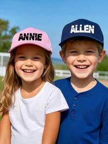 Gorra de béisbol personalizable para niños, con diseño y nombre personalizado, protección solar, deportes, protección UV, gorra de ciclismo de verano, multifuncional, ornamental, letras, elegante, linda, colorida, kawaii, adorable, casual, única, personalizada, regalos para bebés, regalos ideales para él, regalos ideales para ella, familia, amigos, hija, hijo, ella, para el Día del Niño
