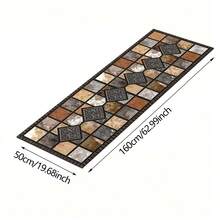1pc Vintage Geometric Stone Brick Pattern Silicone Kitchen Mat, Absorbent Anti-Slip Anti-Fouling Mat - Suitable For Farmhouse, Entryway, Indoor Decor, Kitchen, Dining Room, Small Office/Home Office, Sink, Laundry Room