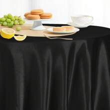 3pcs 57-Inch Round Satin Tablecloth, Black Round Table Cover Suitable For Wedding, Party, Banquet, Meeting, Celebration, Ceremony, Birthday Party Decoration