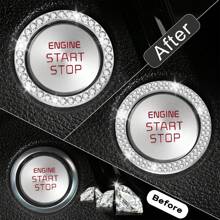 2 Stücke Strass Auto Start-Stopp Dekorationsring, glitzerndes Auto Innenausstattung Zubehör für Frauen, Start-Taste Abdeckung/Aufkleber, Schlüssel-Zündung & Knauf Glitzerring, farbig