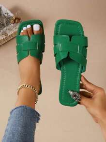 Ciabatte casual piatte da donna, adatte per qualsiasi occasione, carine, fresche, eleganti, adatte per feste, con punta aperta, slip-on, intrecciate, stile romano, per estate e primavera/autunno, nuove, di moda, adatte per abiti, spiaggia, appartamento, verdi, piatte, con cinturino, formali, vacanze, stile bohémien, da passeggio, confortevoli, da spiaggia, sabot, con decorazione a girasole