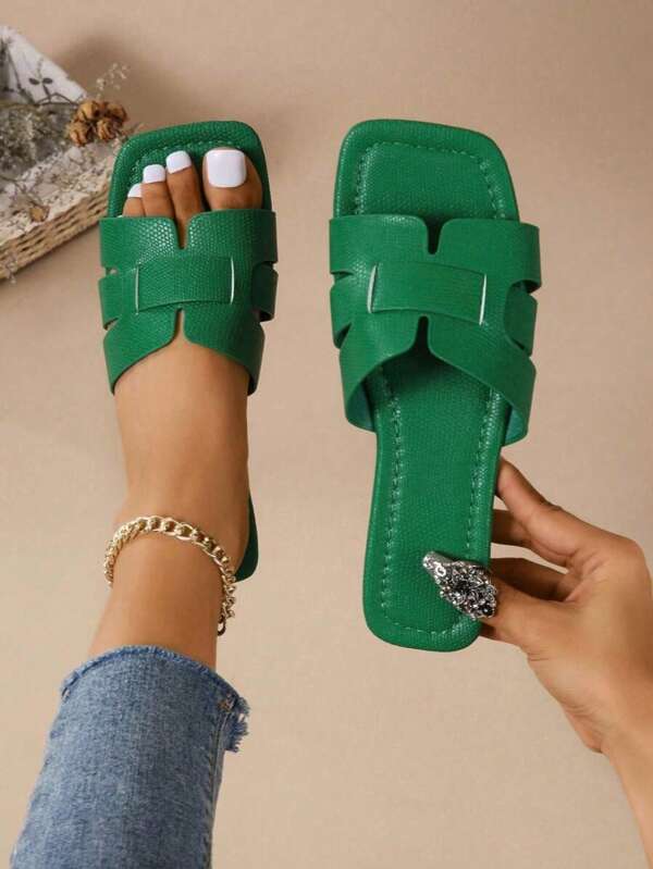 Ciabatte casual piatte da donna, adatte per qualsiasi occasione, carine, fresche, eleganti, adatte per feste, con punta aperta, slip-on, intrecciate, stile romano, per estate e primavera/autunno, nuove, di moda, adatte per abiti, spiaggia, appartamento, verdi, piatte, con cinturino, formali, vacanze, stile bohémien, da passeggio, confortevoli, da spiaggia, sabot, con decorazione a girasole