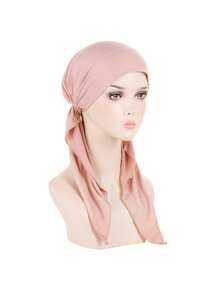 Women's New Arched Solid 2-Tail Hat Beanie, Simple & Convenient Headwear Hat, Solid Color 2-Horn Cap With Long Tail