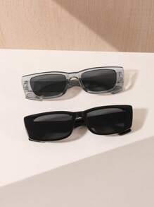 1/2/3 PCS Women's Acrylic Casual Small Rectangle Fashion Black Sunglasses Suitable For Holiday Outing And Dressing For Photo Shooting Fashionable Shade Elegant Outfit Family Outings Travel Vacation Holiday For Summer Beach Vacation,Outdoor,Travel