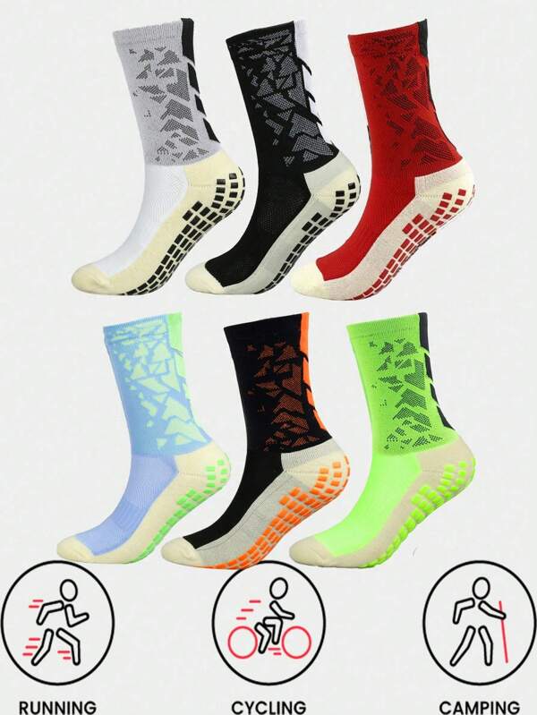 3/1 Pair Men Sports Socks, Basketball/Football/Running, Non-Slip, Breathable, Moisture-Wicking, Odor-Resistant, Mid-Calf Length