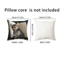 1 pièce Taie d'oreiller décorative en peluche 45 x 45 cm - Motif chat mignon dormant sur des livres, fermeture zippée, polyester doux, décoration d'intérieur idéale pour tous les styles de pièce, excellent cadeau (insert non inclus)