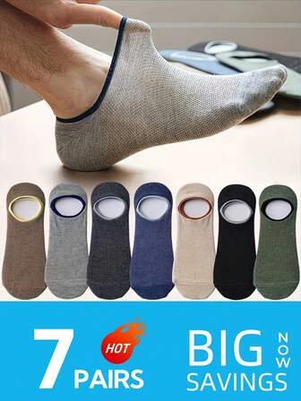 7 Pairs Men's Invisible Socks With Cushion, Breathable Low-Cut Design With Arch Support, Sports Socks, Basketball Socks, Football Socks, Ankle Socks, Black Socks, White Socks, Short Socks, Low-Top Short Socks, Invisible Socks And Short Socks, Double Line Non-Slip Design, Moisture Wicking, Anti Bacterial, Anti Stink, Suitable For Business And Leisure, Outdoor Sports, Running, College Style, Four Seasons Daily Wear, For Gym, Back To School