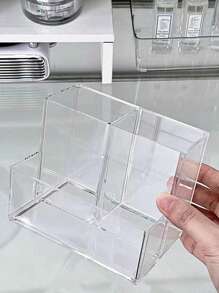 1pc Multi-Compartment Transparent Makeup Organizer Box, Desktop Storage Container For Cosmetics, Brushes, Lipsticks, Multifunctional, Back To School