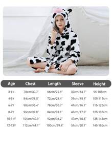MICHLEY MICHLEY 1pc Kids Hooded Bathrobe With Belt Pockets Cartoon Animal Cow Style Soft And Comfortable Nightgown Unisex Suitable For Living Room, Swimming Pool, Bathroom Kids Gift