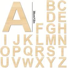 1pc 30cm/11.8in Unfinished Wooden Letters, 26 Selectable Alphabet, Blank Wooden Letter Sign, For Painting, Crafts And Home Wall Decor - Multicolor - View 8