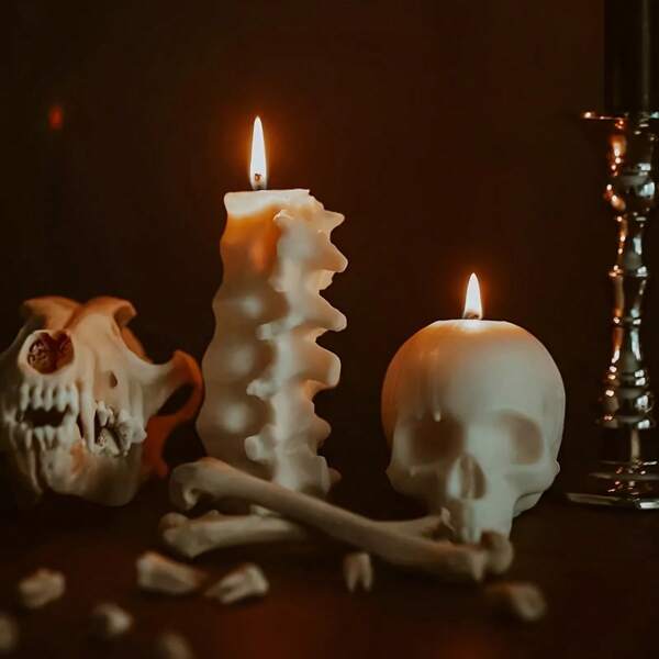 Molde de vela con diseño de columna vertebral para decoración de Halloween, velas perfumadas de primera calidad, molde de silicona con forma de huevo de cáscara rota y vértebra humana