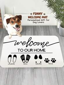 个性化迎宾垫，定制家庭和宠物门垫，印有名字，可爱的猫狗图案，适合乔迁贺礼，家居装饰，房间装饰，适合入口门廊、露台或门阶，适合宠物爱好者的完美礼物，独特实用的迎宾牌，适合他或她，用定制人物突出您的家庭，防滑表面，易于清洁的室内外地毯，时尚乔迁必备品，开学季