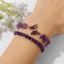 PHCOO 2 Peças Conjunto de Pulseira Decorada com Borboleta Simples e Elegante com Pedra Natural Assimétrica, Conjunto de Joias da Moda