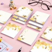 4pcs/Set Cute Bee Design 3x3 Inch Memo Pad, Adorable Cartoon Sticky Notes With Strong Adhesive, Reusable Tearable Pads For Journal, Planner, Office, School, Home, Stationery Gift,School Supplies,Back To School