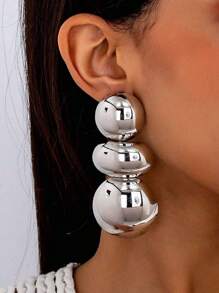1 Paar goldene & silberfarbene geometrische Ohrstecker, dicke Ohrstecker für Frauen, Alltagsjuwelen für Lässig-Partys als Geschenk