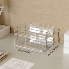 4/3/2 Layers Transparent/White Desktop Organizer With Multi-Compartment Pen Tray, A4 File Holder – Easy Assembly, Minimalist Design, Large Capacity Multifunctional Stationery Shelf For Office, Student Desk Organization, Back To School