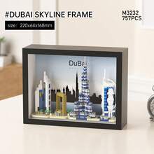 Decoraciones murales creativas Bloques de construcción de siluetas de ciudades del mundo, bloques de construcción para adultos de partículas pequeñas, modelos 3D para ensamblar, marcos de fotos DIY, colgantes, decoración del hogar, recuerdos/regalos de cumpleaños - Multicolor - Ver 16