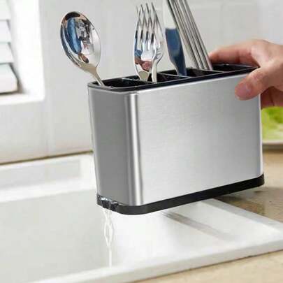 1pc Metal Chopstick Holder, Fork, Spoon And Chopsticks Organizer, Kitchen Tableware Storage Rack, Cutlery Holder, Kitchen Utensils Storage Container, Kitchen Accessory, Great For Christmas, Halloween, Thanksgiving Gift