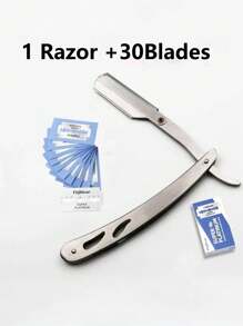 1 Set de Afeitado (1 Navaja + 20 Hojas) Navaja Plegable Premium - Navaja de Filo Recto de Calidad de Barbería para Cuidado Facial, Afeitado Manual, Recorte de Barba y Peluquería - Acero Inoxidable Duradero, Diseño Ergonómico, Portátil y Ahorra Espacio, Especificaciones: 10 Hojas, 20 Hojas, 30 Hojas, 1 Set de Afeitado (1 Navaja + 20 Hojas), 1 Set de Afeitado (1 Navaja + 10 Hojas), 1 Set de Afeitado (1 Navaja + 30 Hojas)