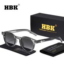 HBK Lunettes rétro rondes HBK avec branche en métal. Monture mode cool pour hommes. Idéal pour les activités de plein air, les fêtes, les voyages, la conduite, les vacances à la plage et l'utilisation casual. Décoration photo, cadeau parfait pour les vacances à la plage, les activités de plein air et les voyages, livré en emballage complet.