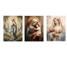 3pcs Religion Canvas Poster Of Th Virgin Mary Mural, Optional Frame, Church Prayer, Living Room, Dining Room, Bedroom, Office Decoration Hanging Painting ,Wall Art With Frame - Multicolor - View 12