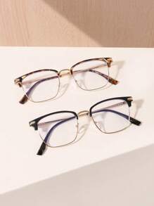 1/2/3 pares de gafas cuadradas para mujer, de color cobre con bloques de color en patchwork, livianas y de estilo casual para uso diario y en el trabajo