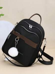 Women's Large Capacity Shoulder Tote Backpack - Black - View 11