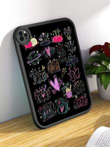 1 Peça Capa de Tablet Antiderrapante em Estilo de Rabisco de Giz de Cera com Tema de Dopamina, Pintada à Mão, Proteção Antiderrapante Integrada de 360 Graus para iPad de 10ª Geração de 10,9 Polegadas, Capa Protetora de Couro Portátil para Tablet iPad de 10,2 Polegadas